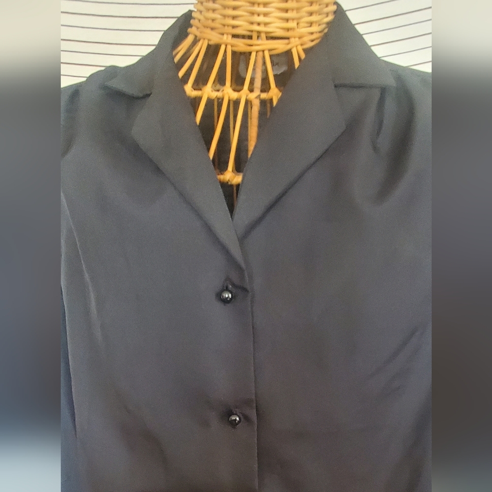 Vintage Cool Basic Black Button Down Blouse - image 2